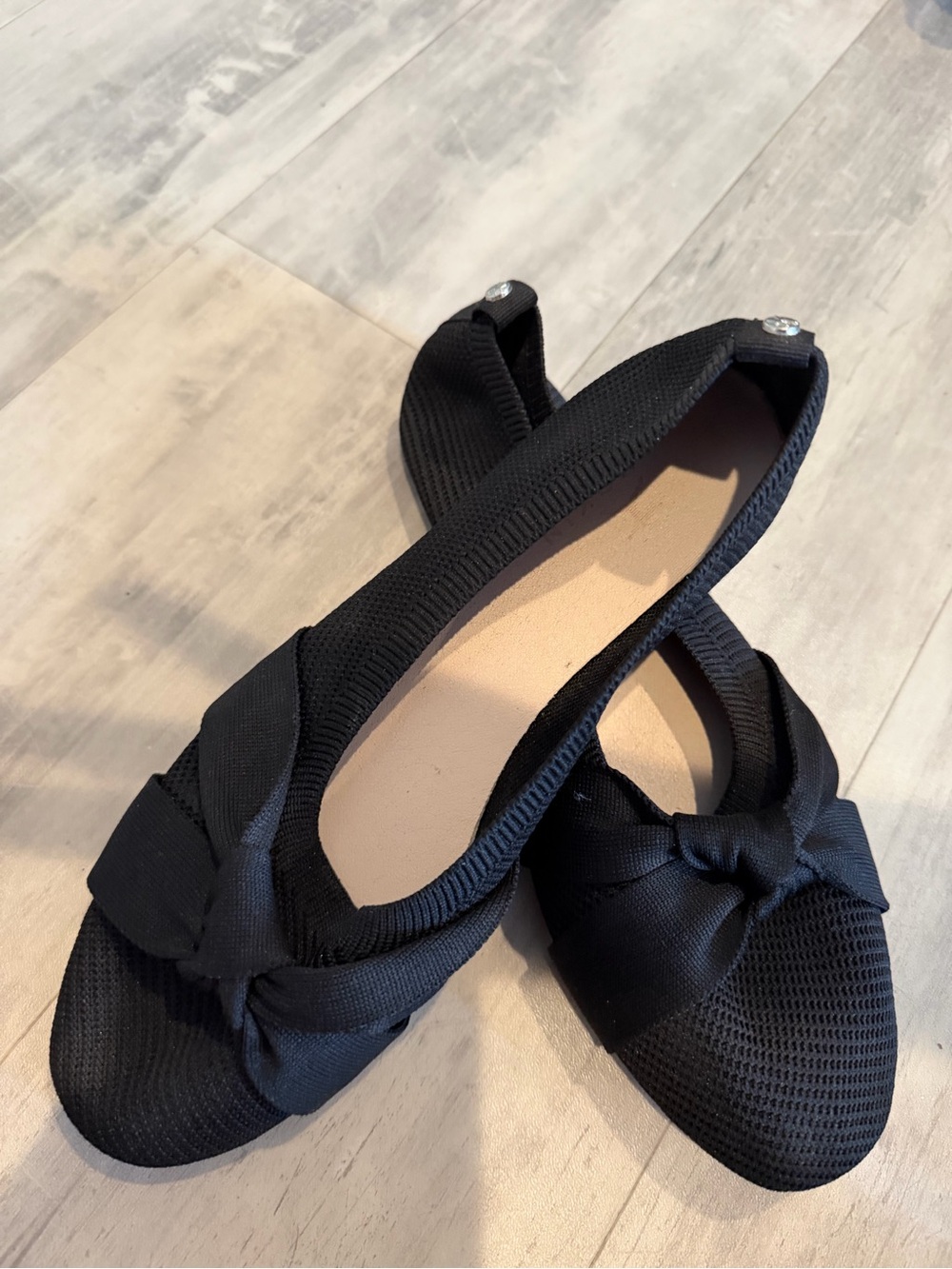 Danskin Black Knit Bow Ballet Flats